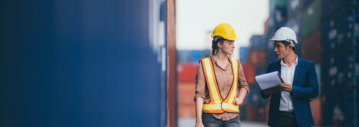 two people talking about construction 